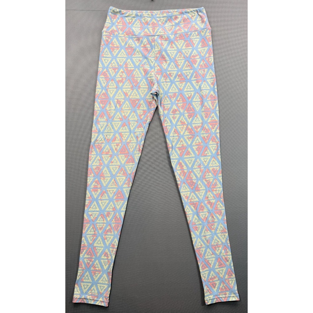 LuLaRoe Leggings One Size OS Pastel Geometric Triangle Blue Pink Butter Soft